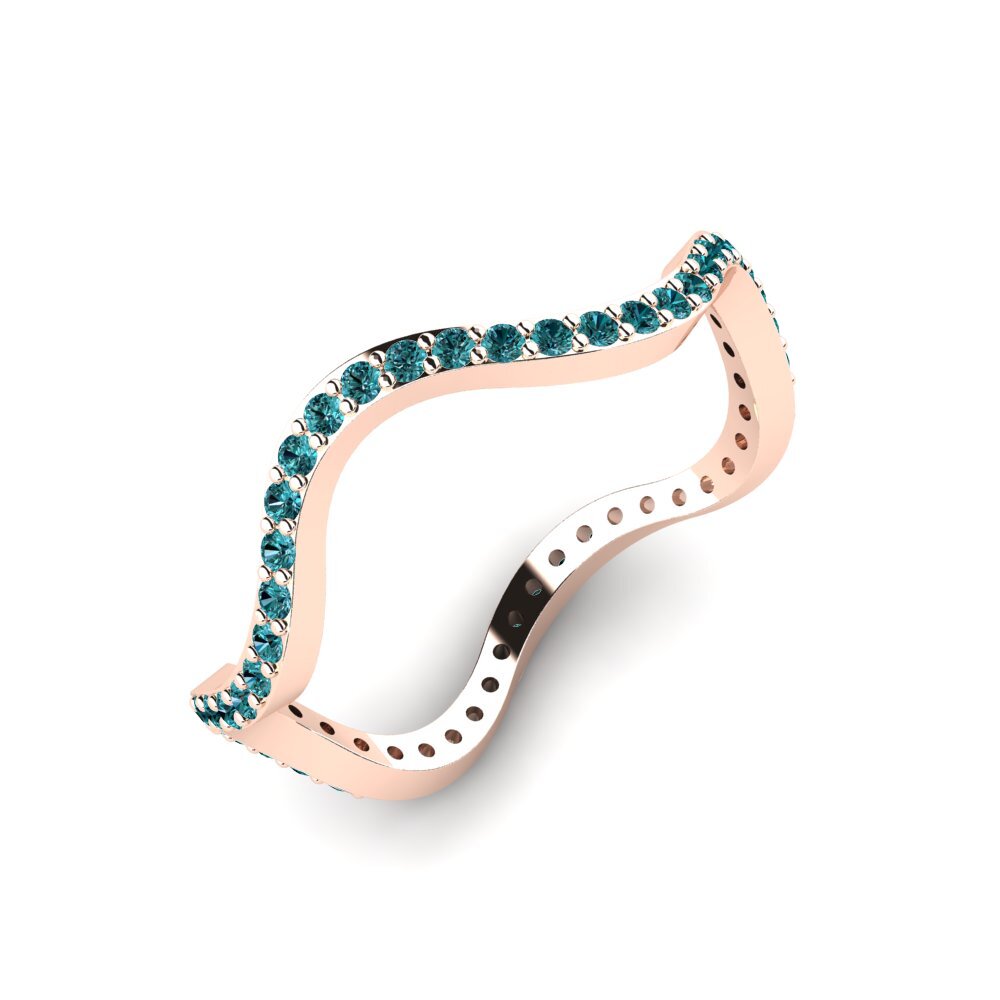 14k Oro Rosa Diamante Azul Anillo Nziza