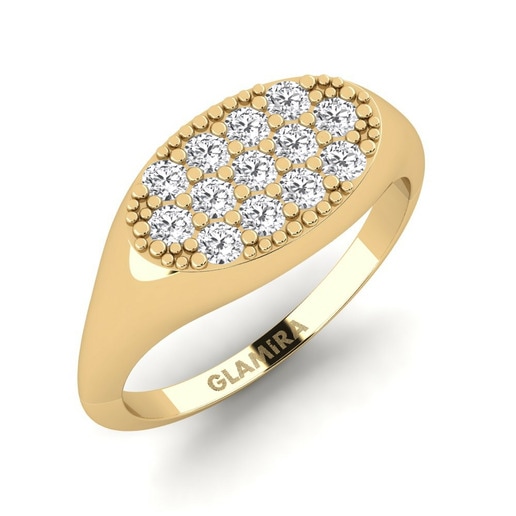 Pinky Ring Okondeka 585 Yellow Gold & White Sapphire
