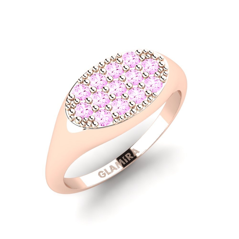 14k Oro Rosa Zafiro Rosado Anillo meñique Okondeka