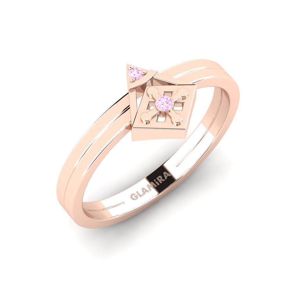 14k Oro Rosa Zafiro Rosado Anillo Orella