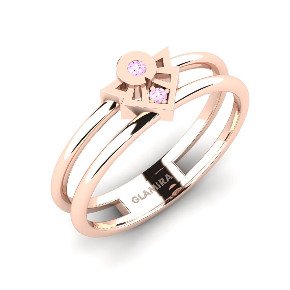 14k Oro Rosa Zafiro Rosado Anillo Ottoden
