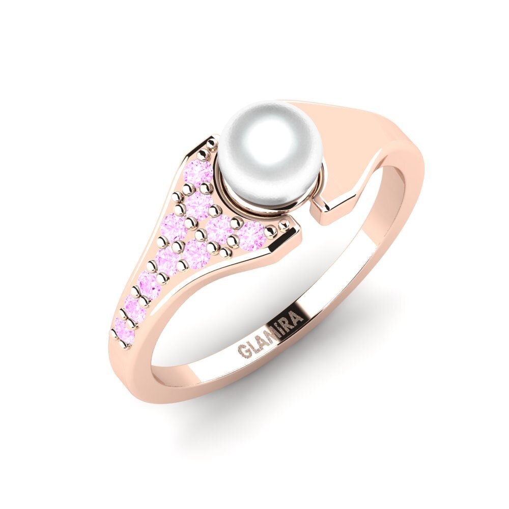 14k Oro Rosa Zafiro Rosado Anillo meñique Pagen