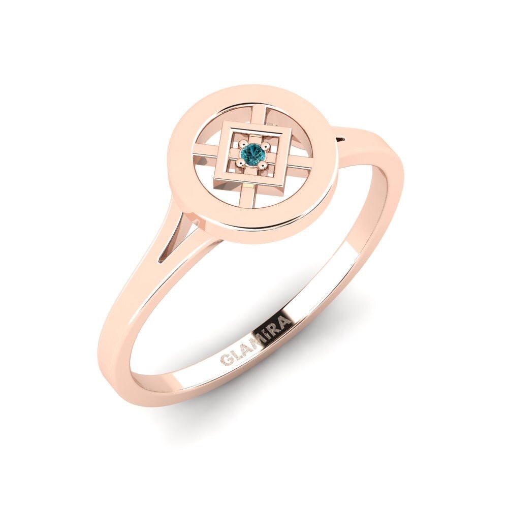 14k Oro Rosa Diamante Azul Anillo Panfilo