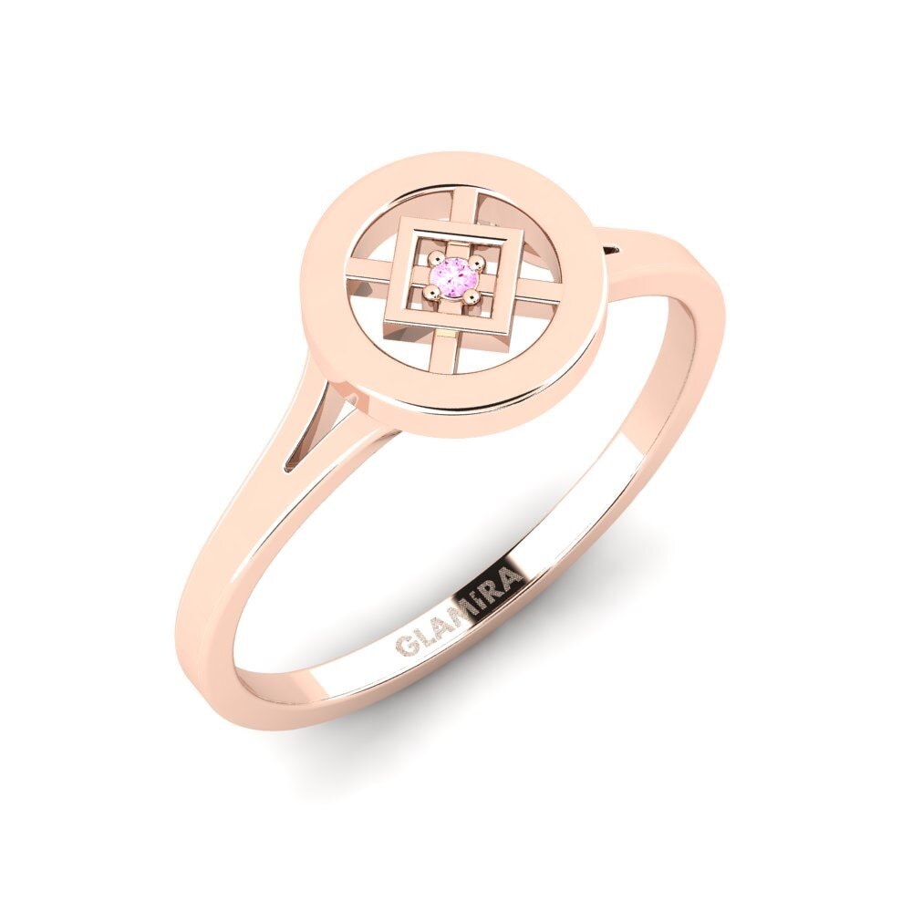 14k Oro Rosa Zafiro Rosado Anillo Panfilo