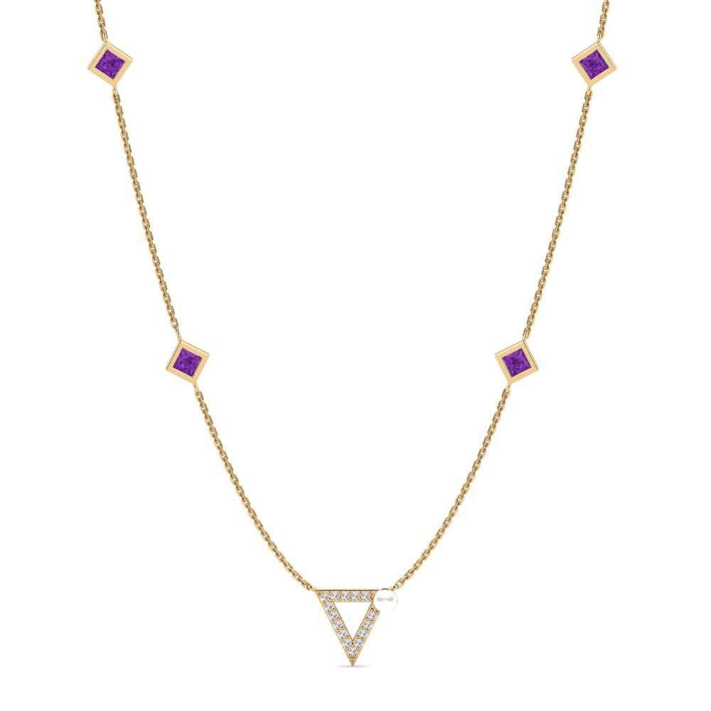 Amethyst Women's Necklace Pearels