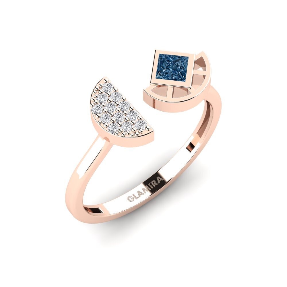 14k Oro Rosa Diamante Azul Anillo Perdiem