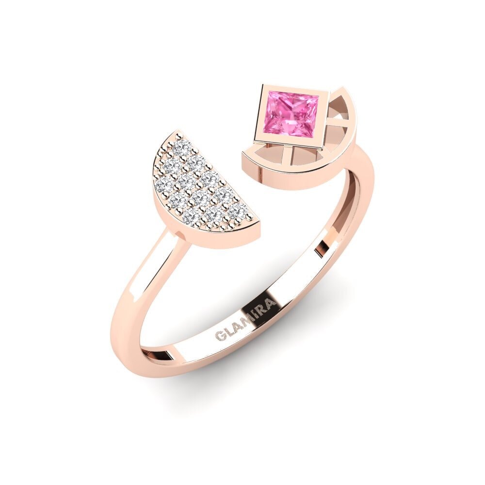 14k Oro Rosa Zafiro Rosado Anillo Perdiem