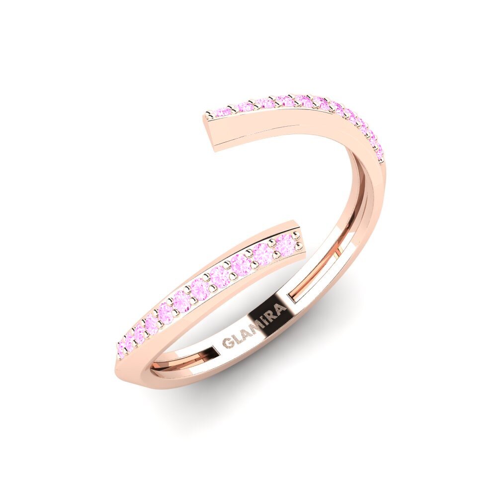 14k Oro Rosa Zafiro Rosado Anillo Piros
