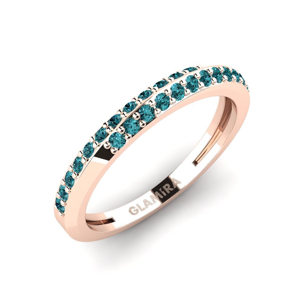 14k Oro Rosa Diamante Azul Anillo Plava
