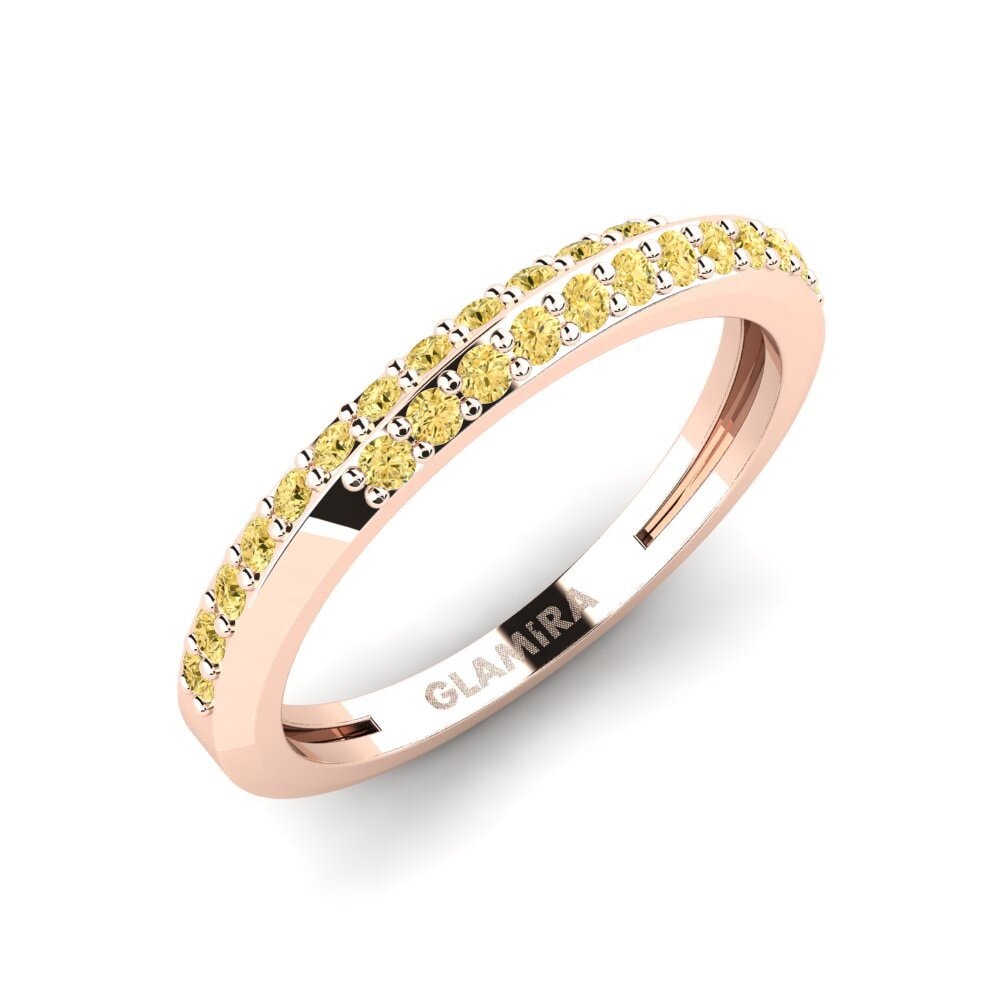 14k Oro Rosa Diamante Amarillo Anillo Plava