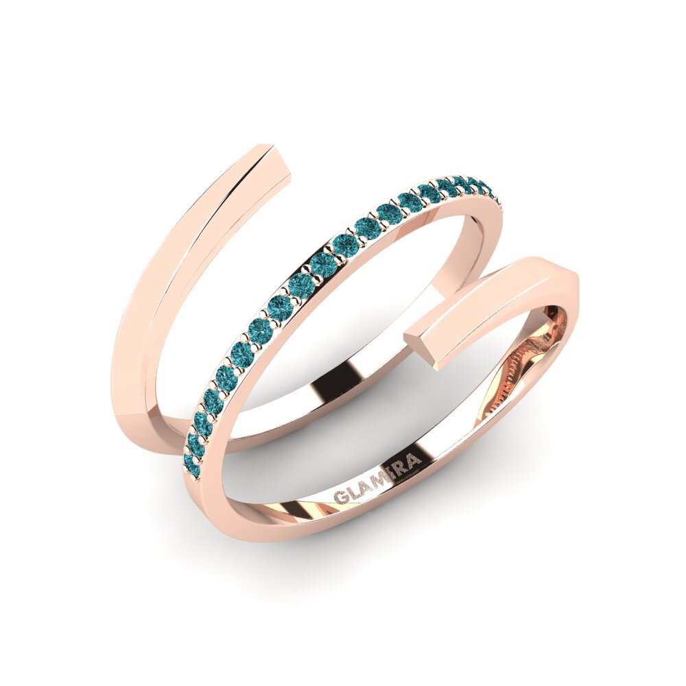 14k Oro Rosa Diamante Azul Anillo Punainen