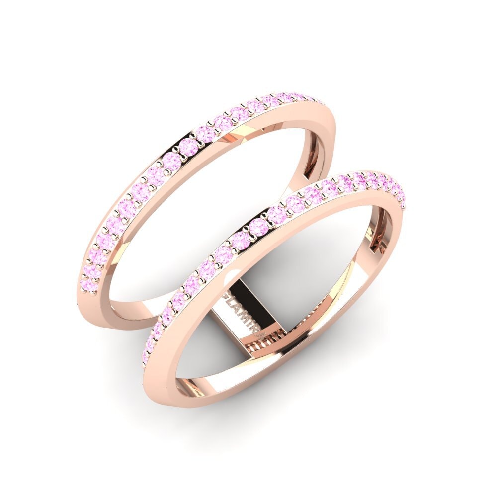 14k Oro Rosa Zafiro Rosado Anillo Putsoa