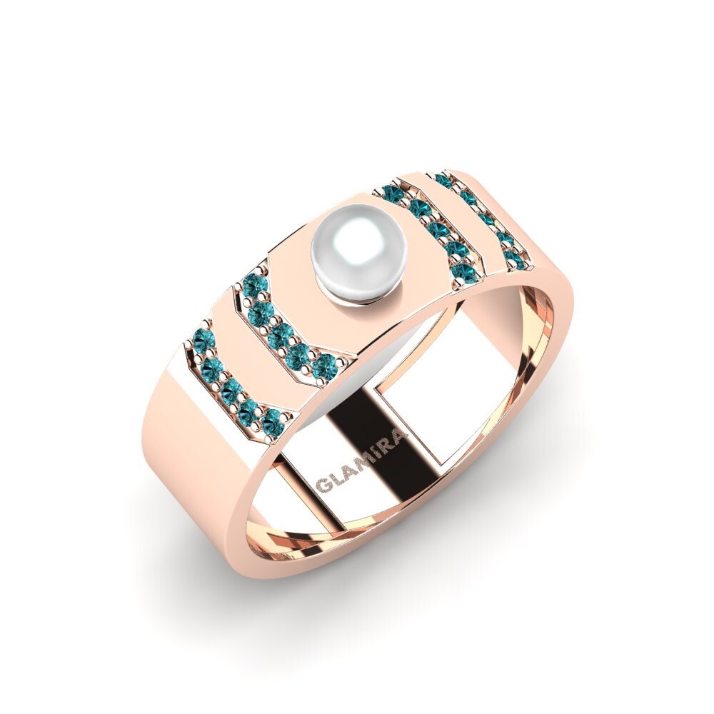 14k Oro Rosa Diamante Azul Anillo Rijetko