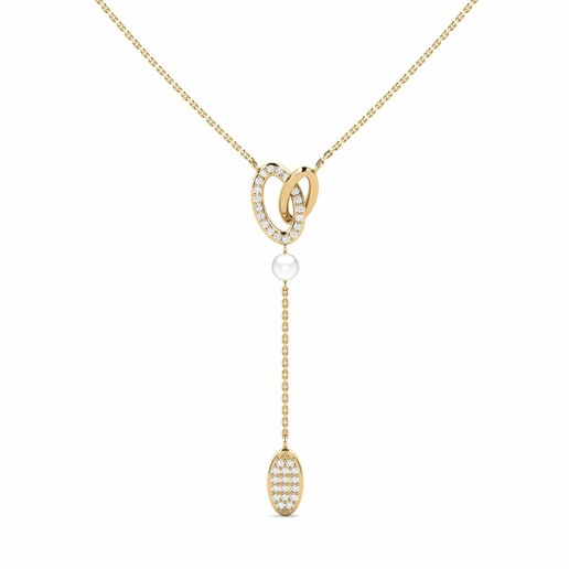Necklace Samadra 585 Yellow Gold & White Sapphire & White Pearl