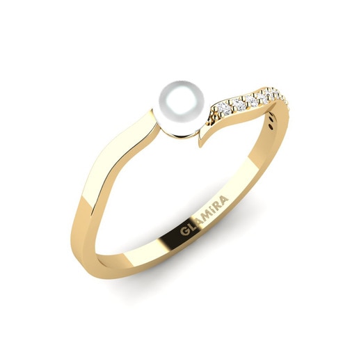 Ring Sarauta 585 Yellow Gold & White Sapphire & White Pearl