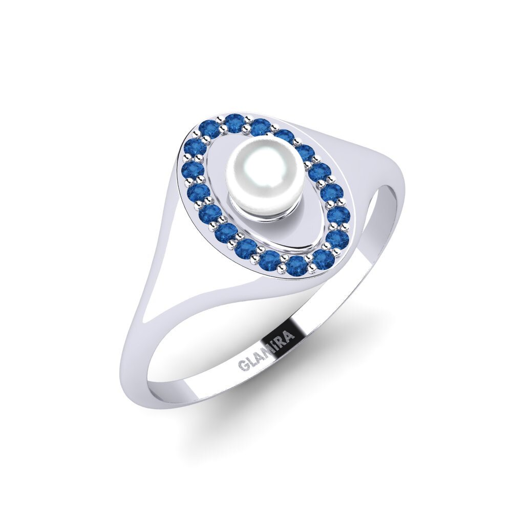 950 Palladium Dark Blue Zirconia Ring Saviesa