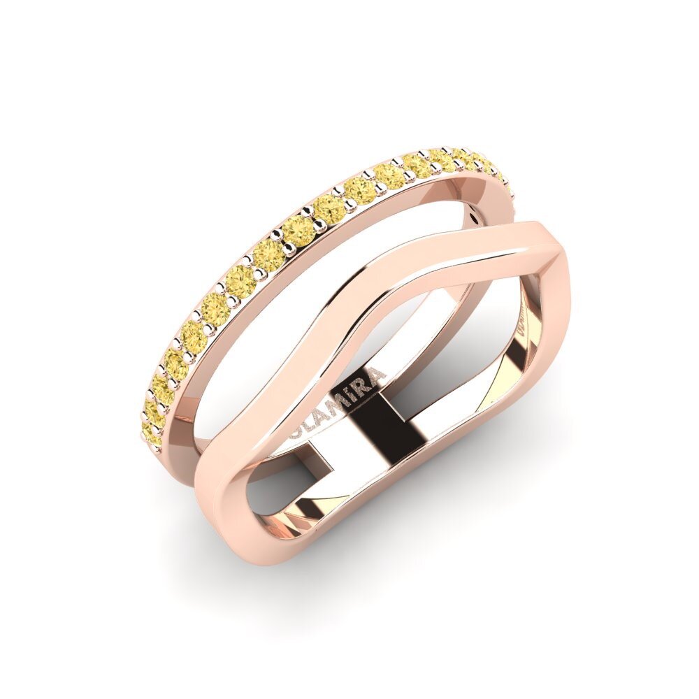 14k Oro Rosa Diamante Amarillo Anillo Shakar