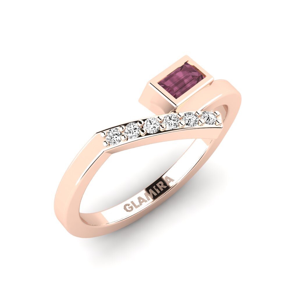 14k Oro Rosa Granate Rhodolite Anillo Sukker