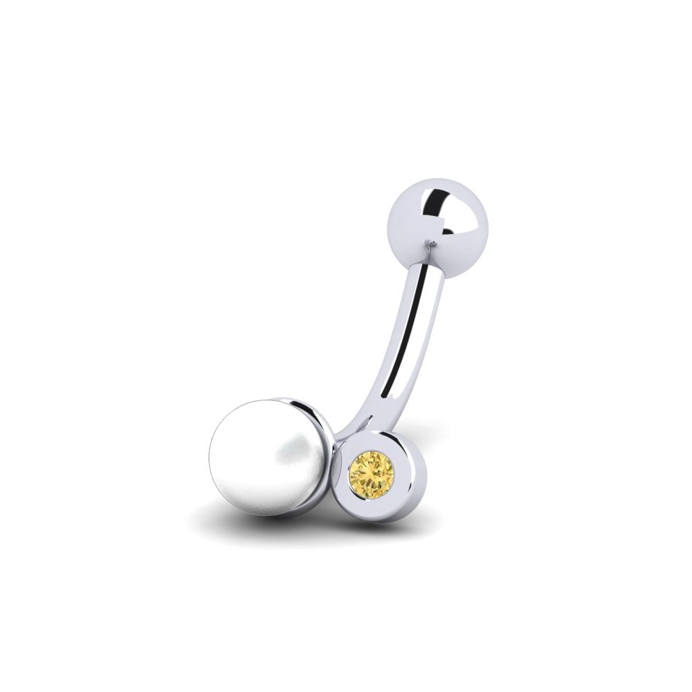 Ouro Branco 18K Diamante Amarelo Furo de orelha Susulu