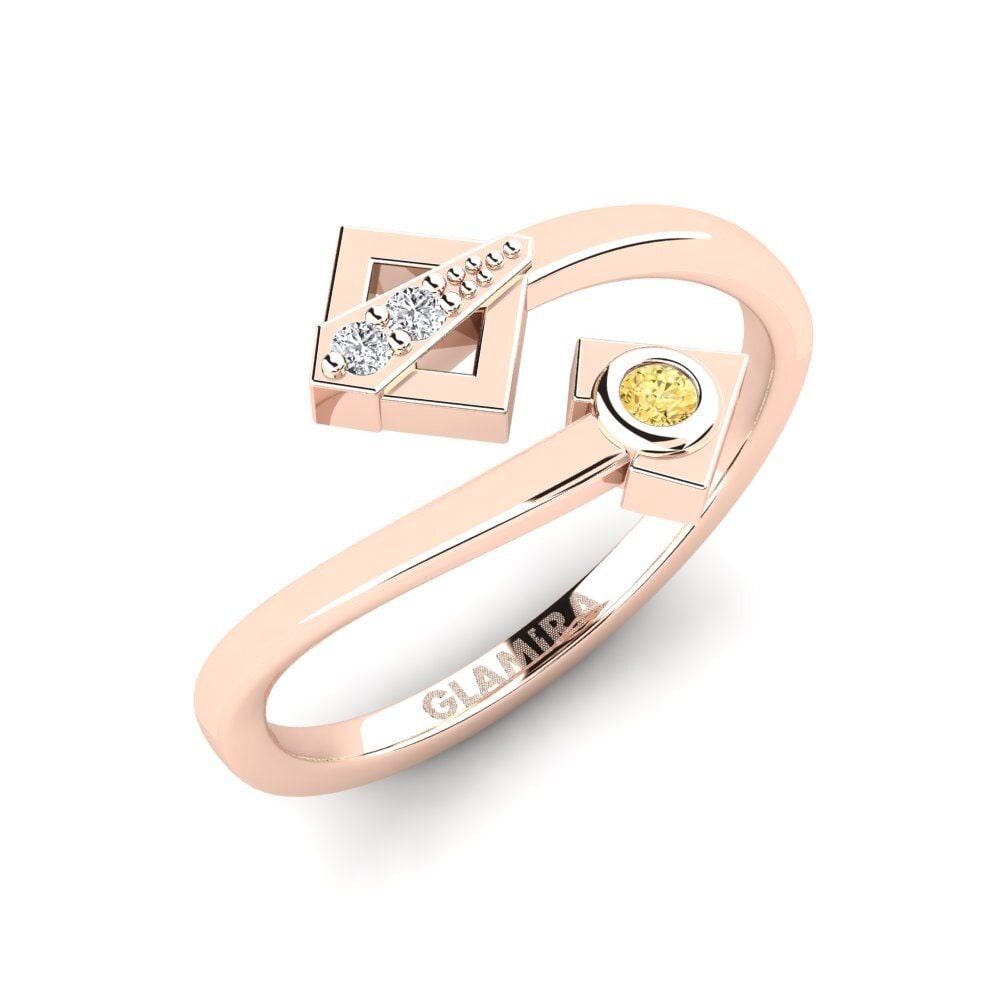 14k Oro Rosa Diamante Amarillo Anillo Suzannere
