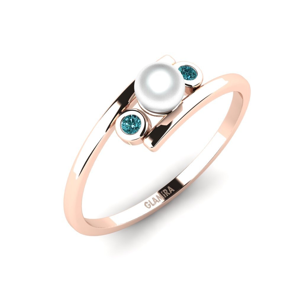 14ct Rose Gold Blue Diamond Ring Thamoni