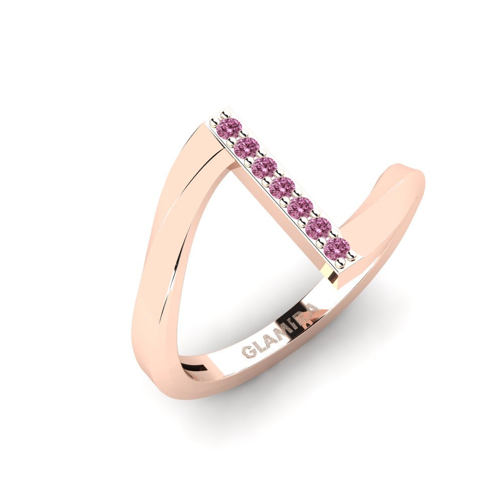 14k Oro Rosa Granate Rhodolite Anillo Khubelu
