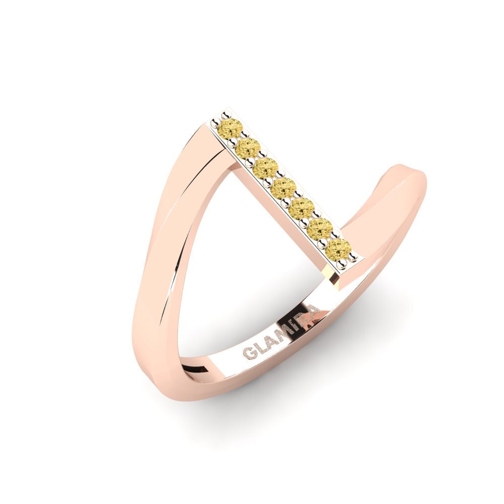 14k Oro Rosa Diamante Amarillo Anillo Khubelu