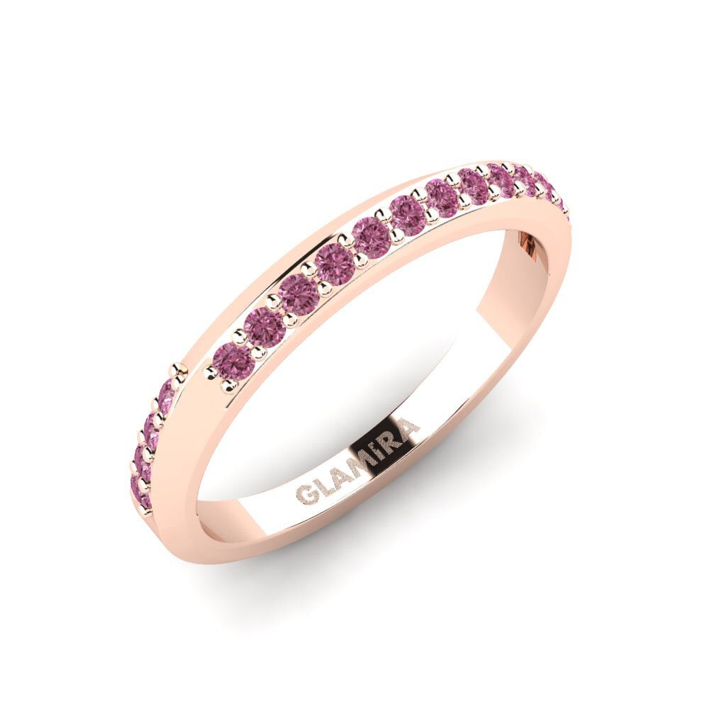 14k Oro Rosa Granate Rhodolite Anillo Bomwu