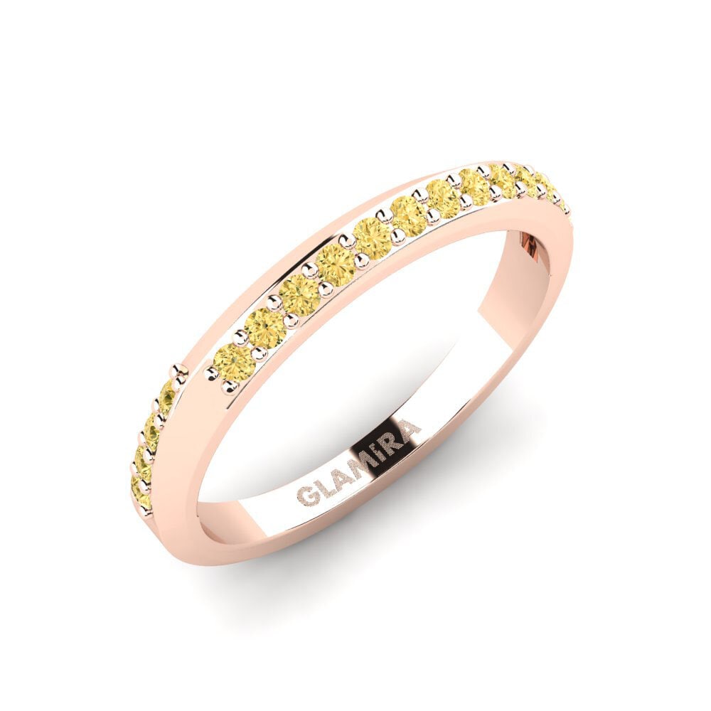 14k Oro Rosa Diamante Amarillo Anillo Bomwu