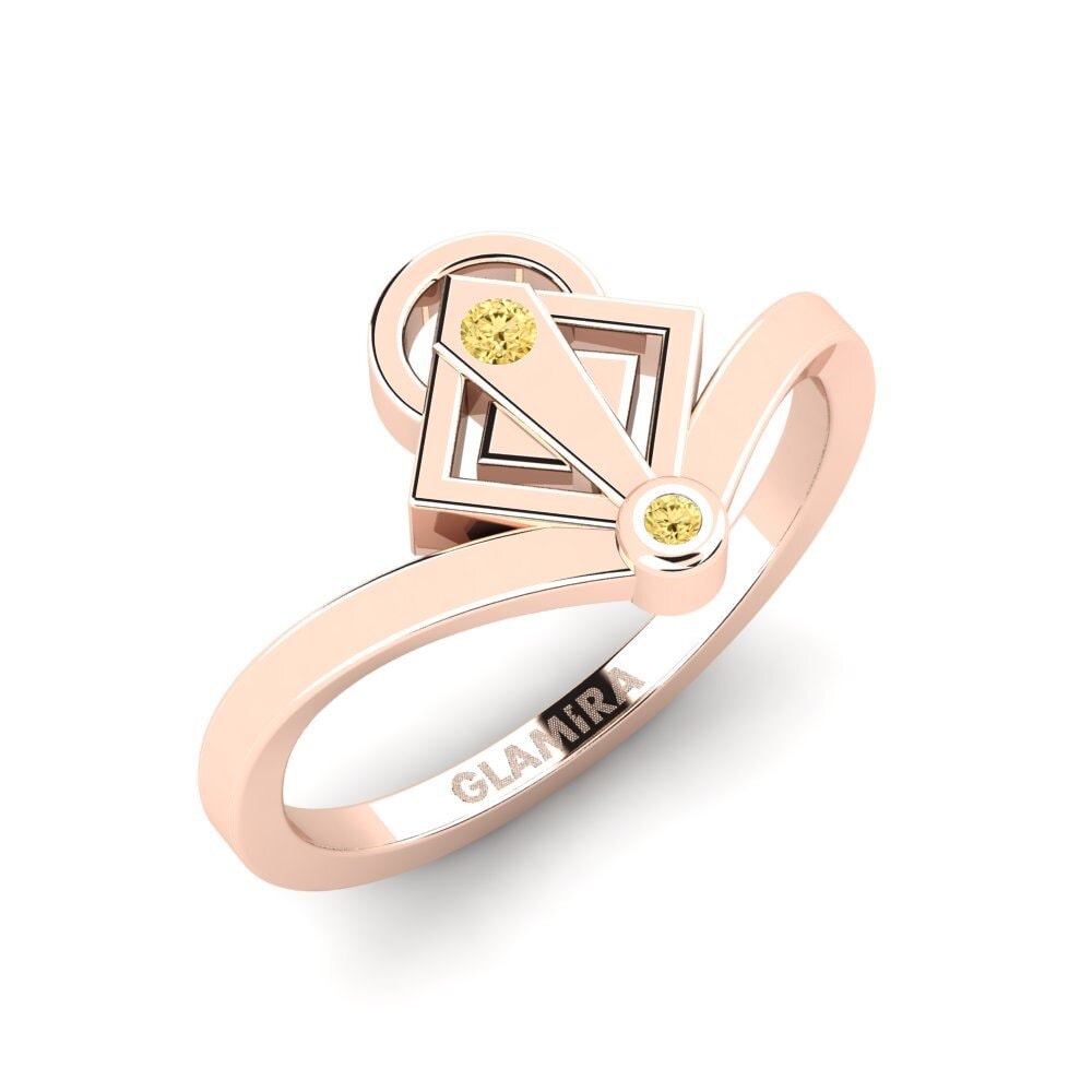 14k Oro Rosa Diamante Amarillo Anillo Camillayn