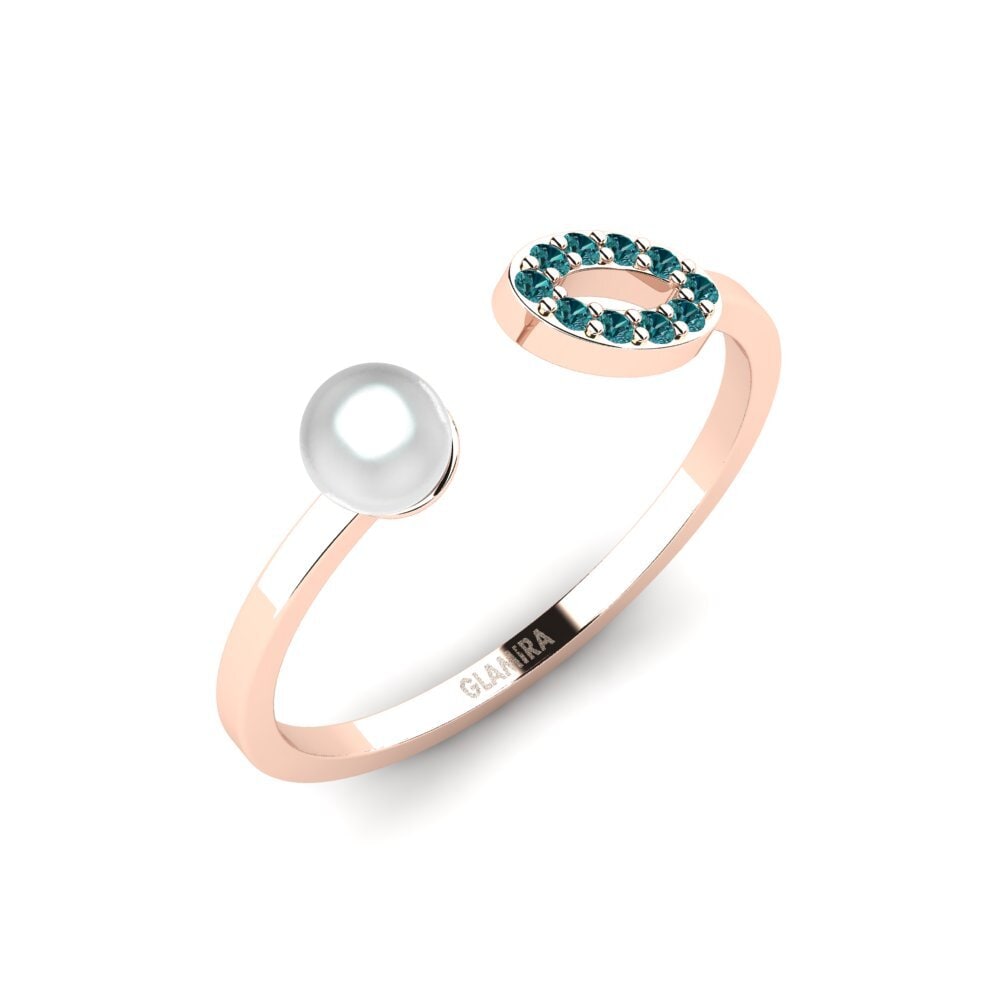 Rotgold 750 Blauer Diamant Ring Gliocas