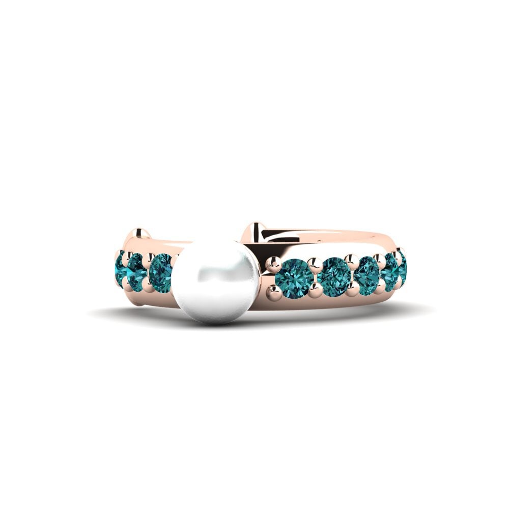14ct Rose Gold Blue Diamond Women's Earring Liperela