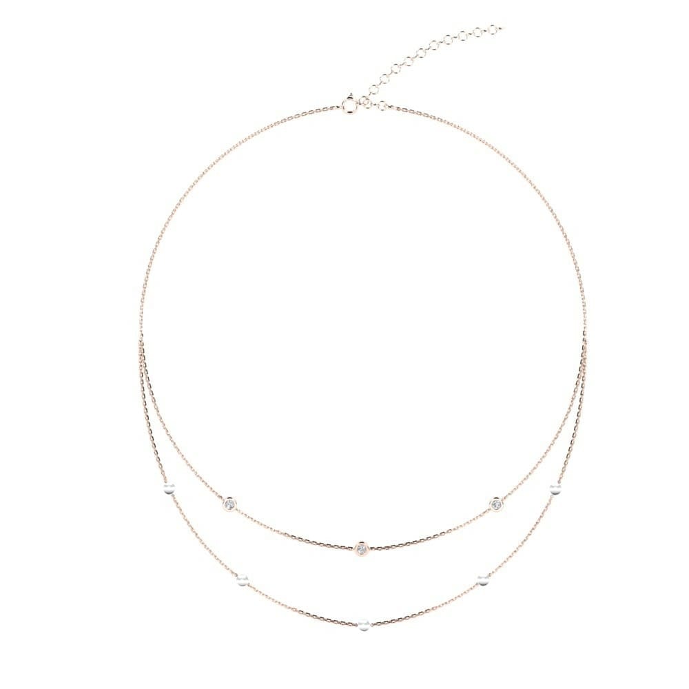 Vàng Hồng 18K Kim Cương Nhân Tạo Dây chuyền choker nữ Lumo