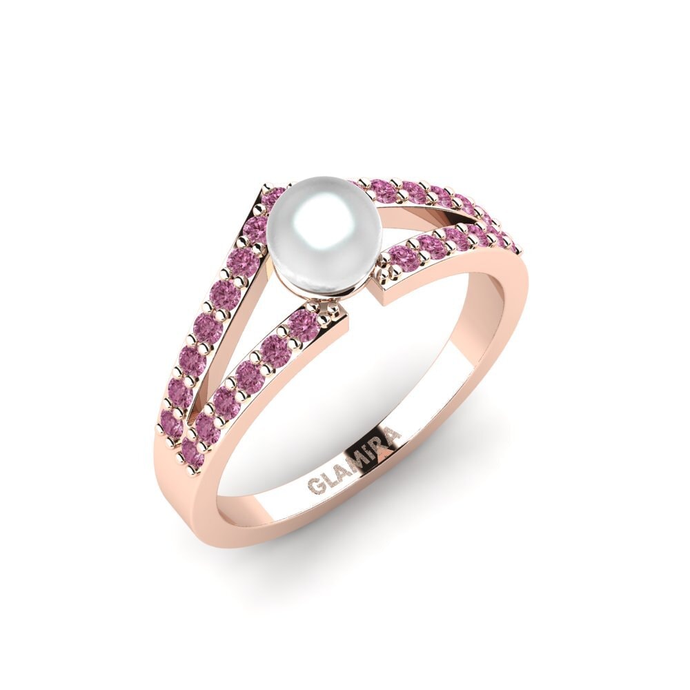 14k Oro Rosa Granate Rhodolite Anillo Modrost