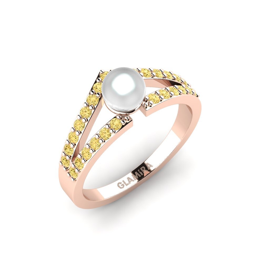 14k Oro Rosa Diamante Amarillo Anillo Modrost