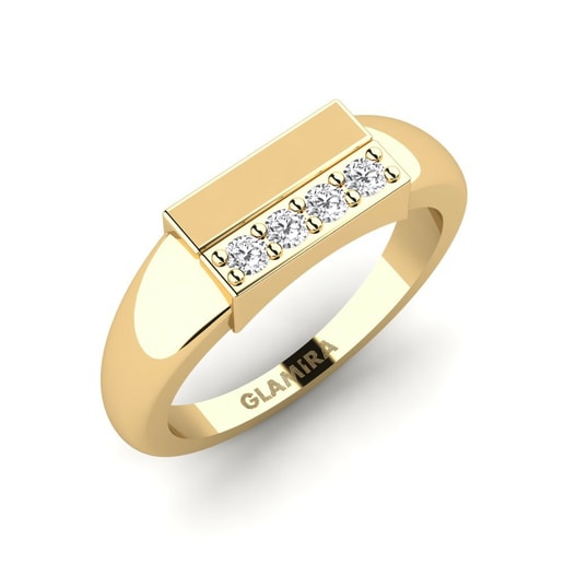 Pinky Ring Krasne 585 Yellow Gold & White Sapphire