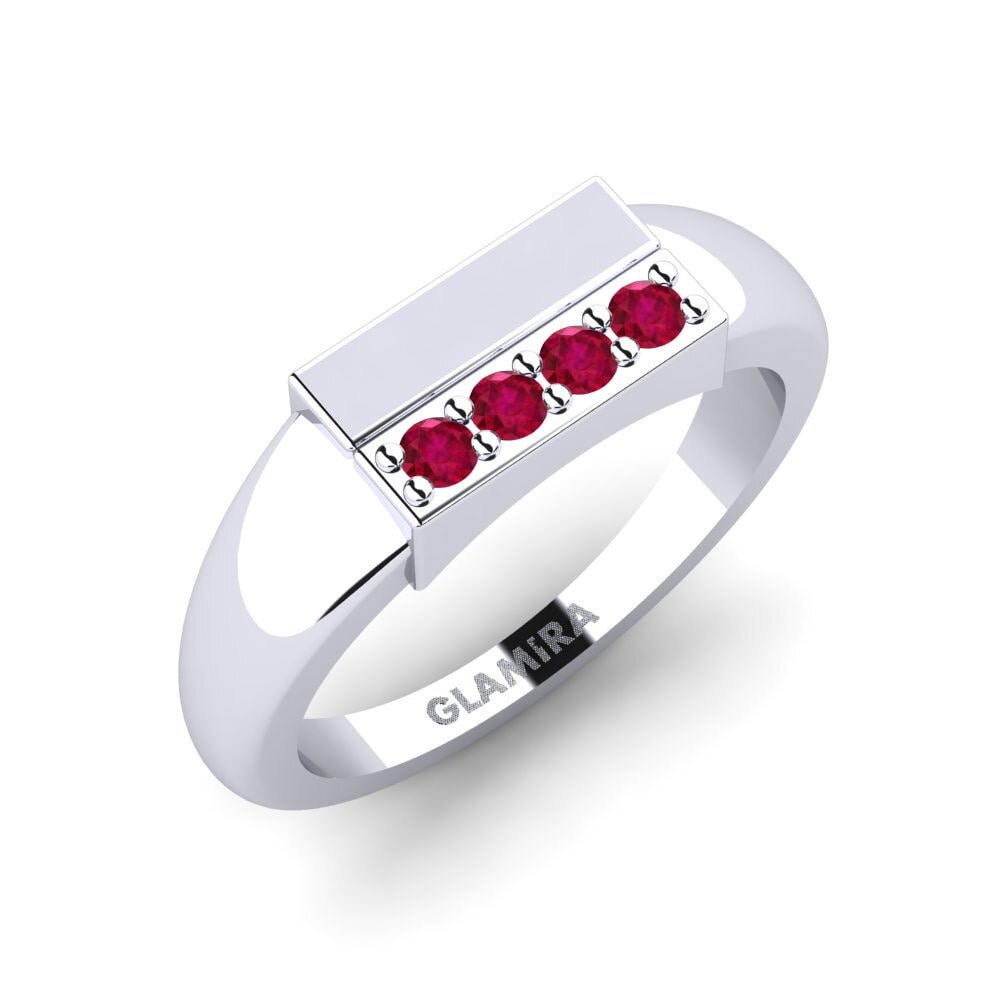 Plata 925 Rubí Anillo meñique Krasne
