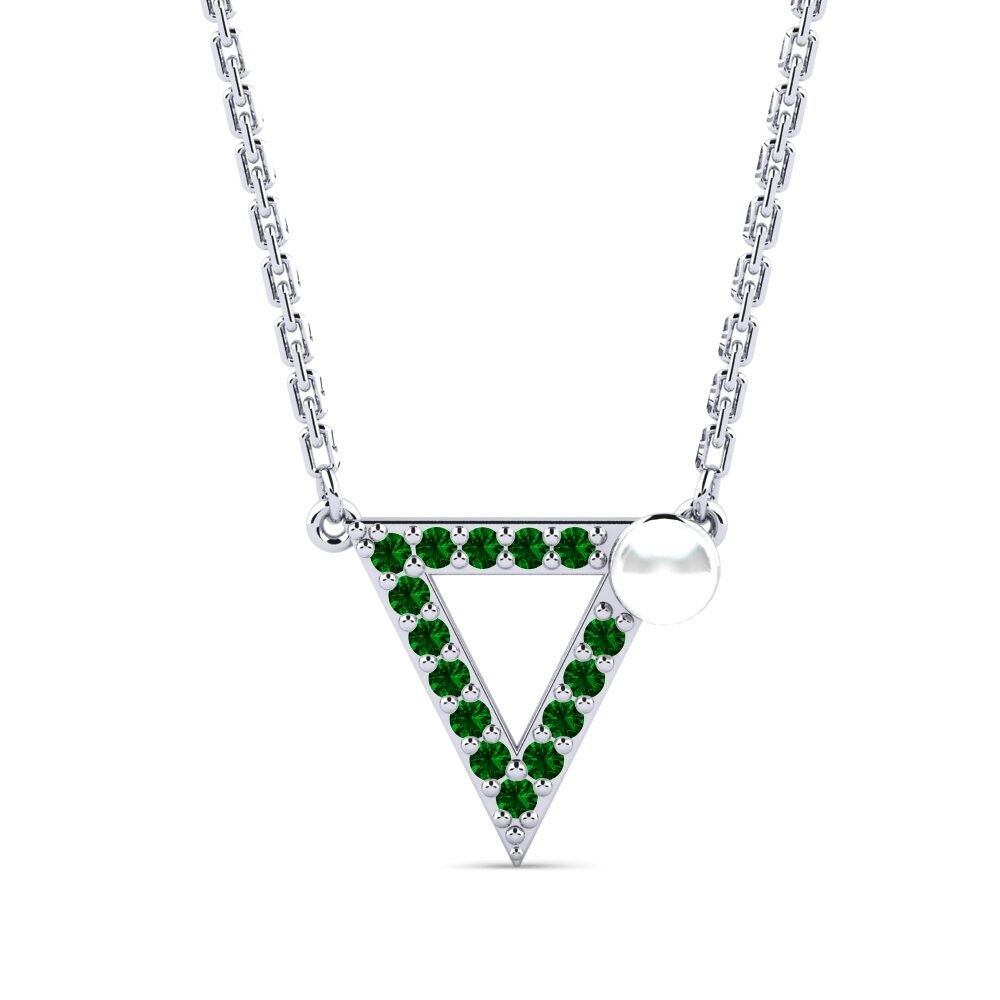 950 Palladium Grüner Zirkonia Halskette Perly