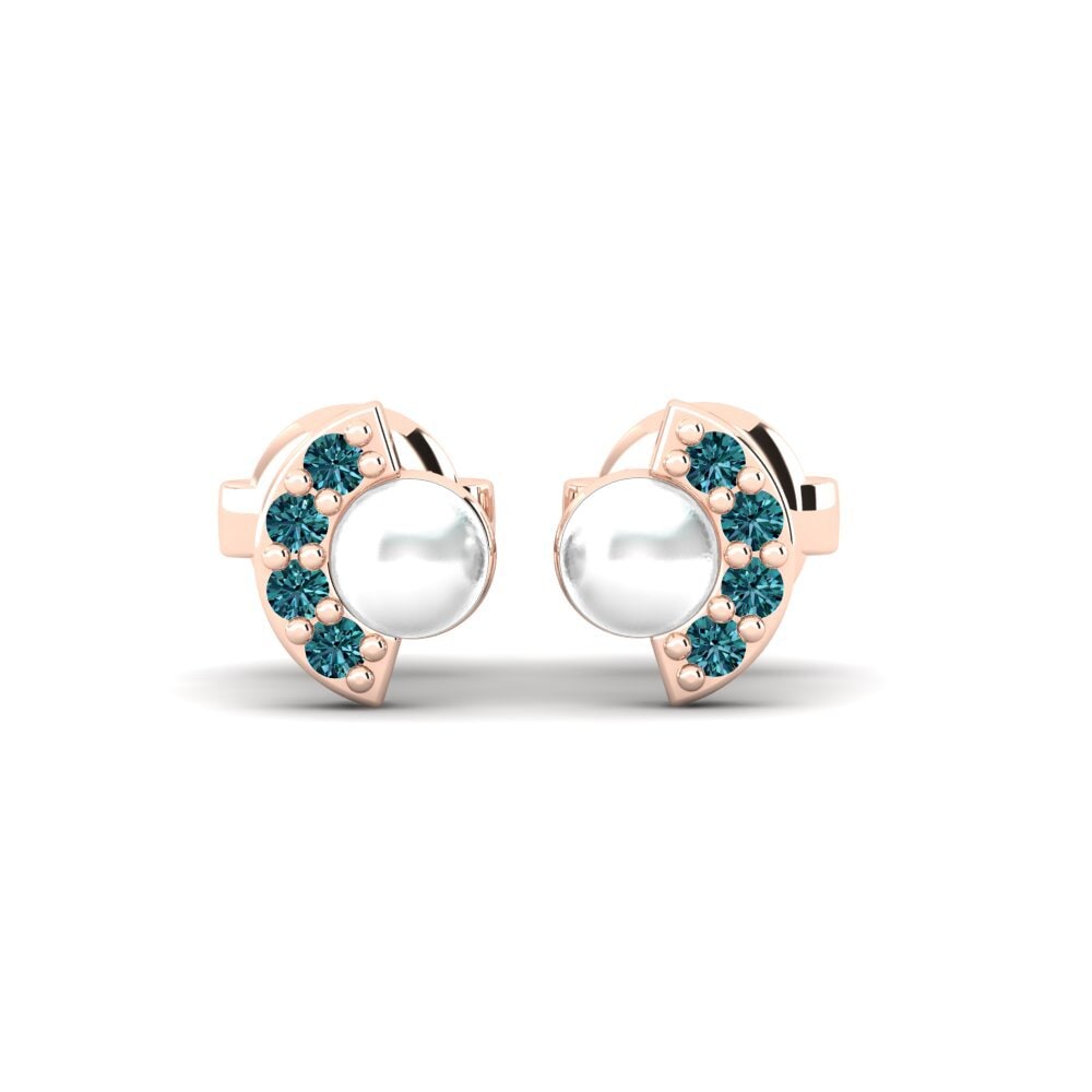 14ct Rose Gold Blue Diamond Women's Earring Resplandor