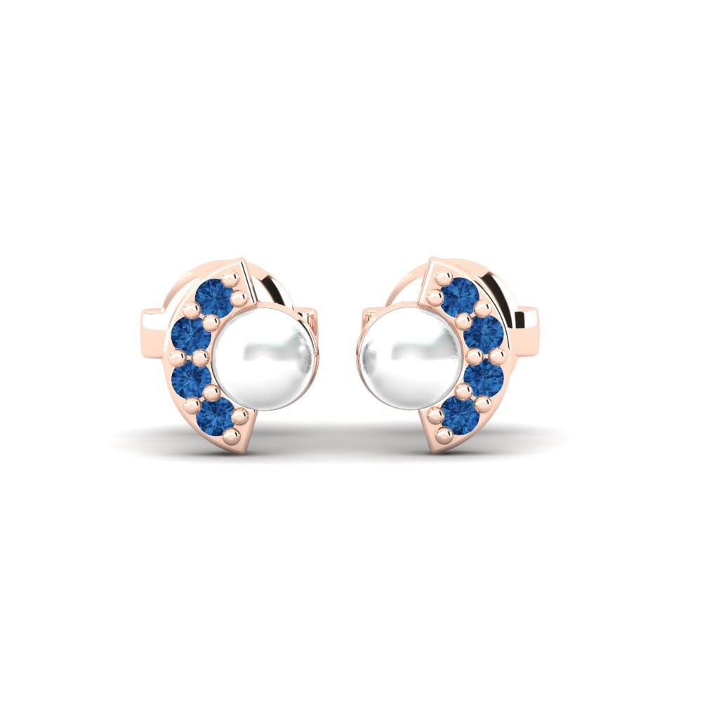 Rotgold 750 Dunkelblauer Zirkonia Damen ohrring Resplandor