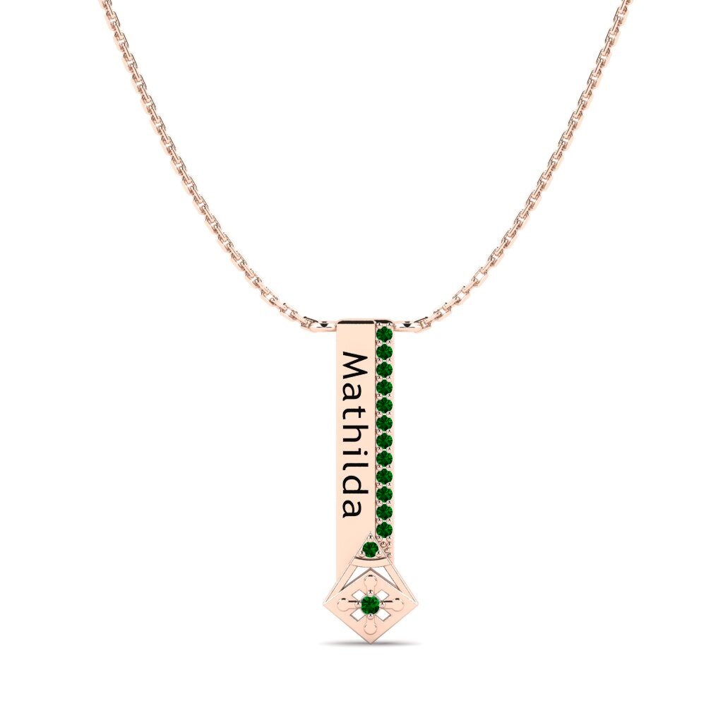 Rotgold 585 Grüner Zirkonia Damen halskette Salverto