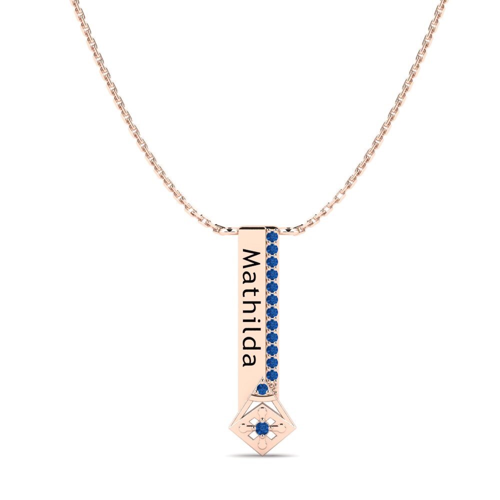 Rotgold 585 Dunkelblauer Zirkonia Damen halskette Salverto