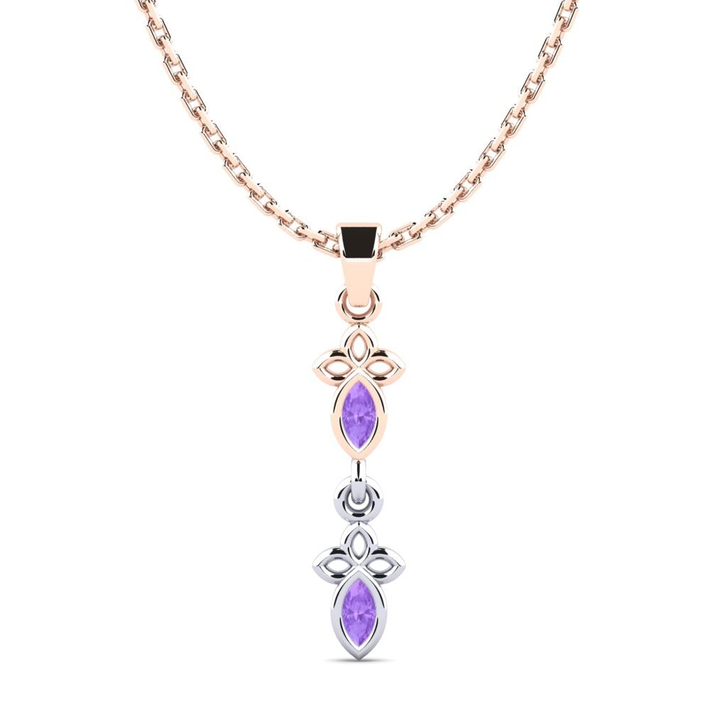 9k Oro Rosa & Blanco Amatista Colgante de Mujer Arintinglyor