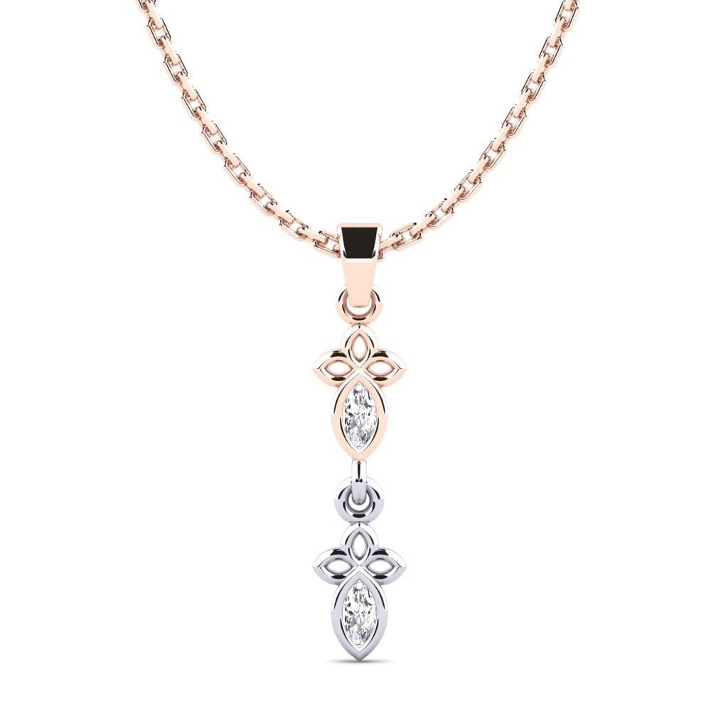 9k Oro Rosa & Blanco Diamante Colgante de Mujer Arintinglyor