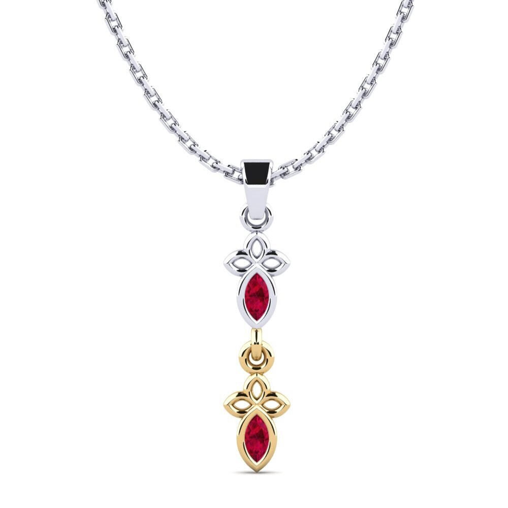 14k Oro Blanco & Amarillo Rubí Colgante de Mujer Arintinglyor