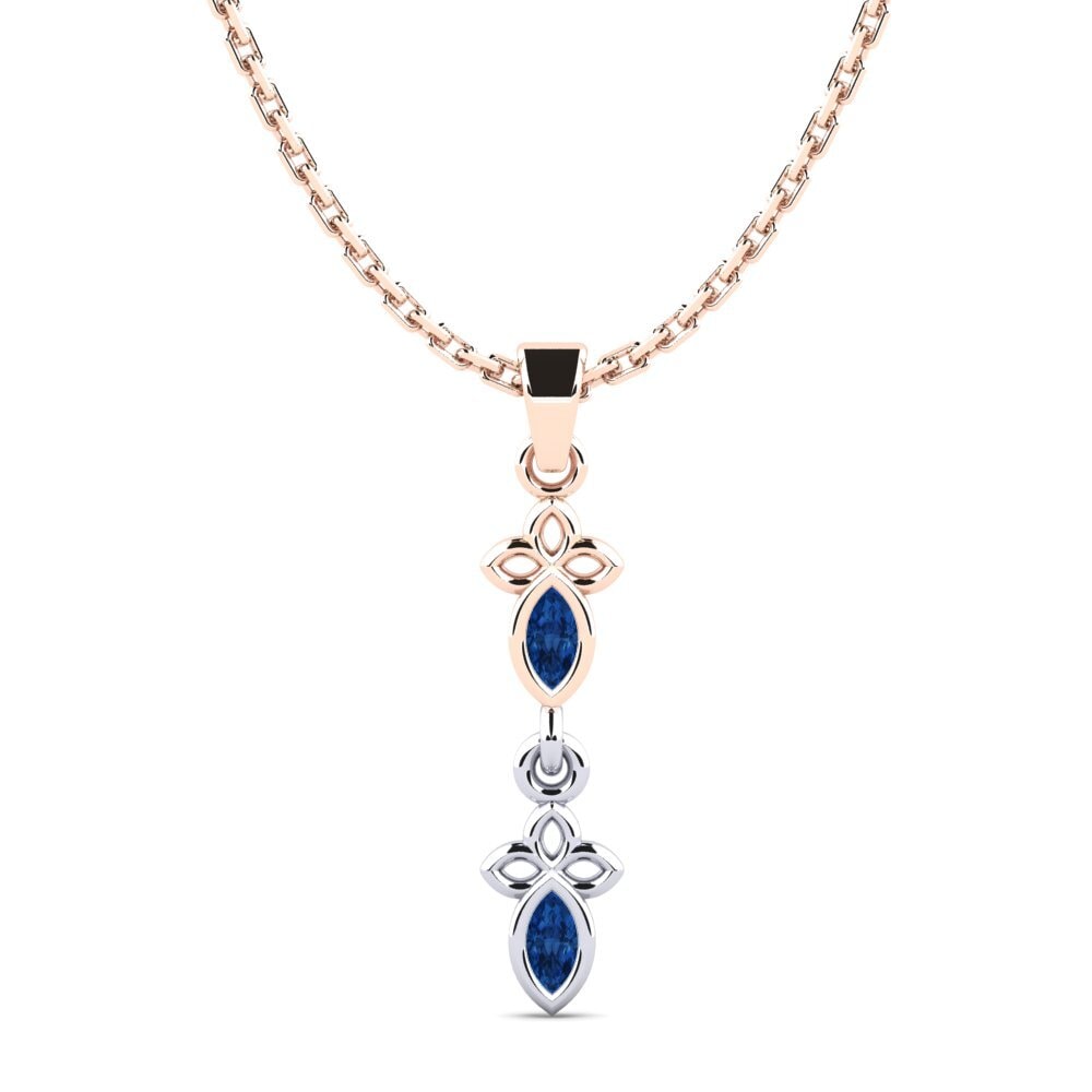 9k Oro Rosa & Blanco Circonita Azul Oscuro Colgante de Mujer Arintinglyor