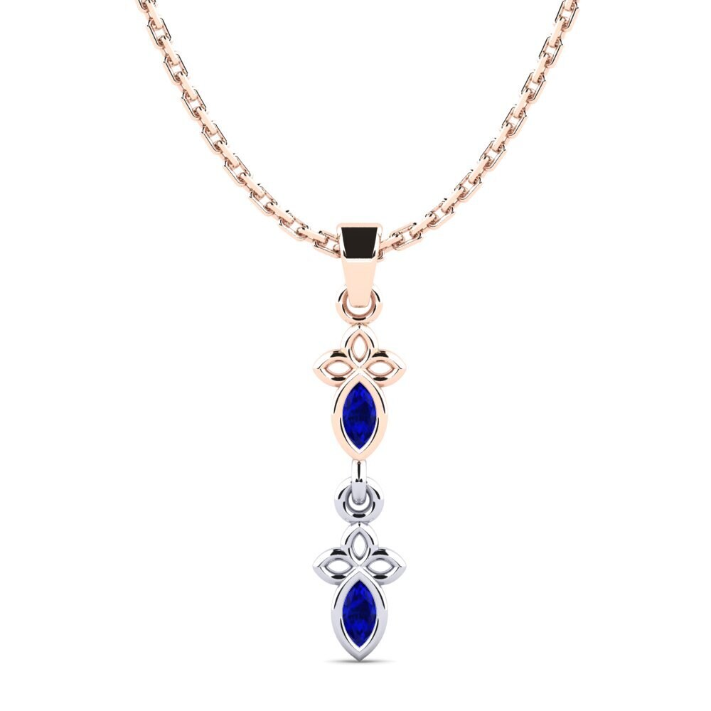 9k Oro Rosa & Blanco Zafiro Colgante de Mujer Arintinglyor