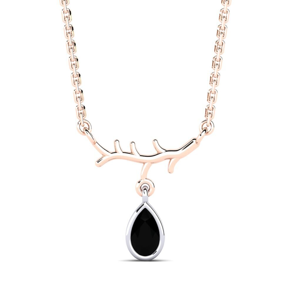 9k Oro Rosa & Blanco Ónix Negro Collar de Mujer Pepelexa