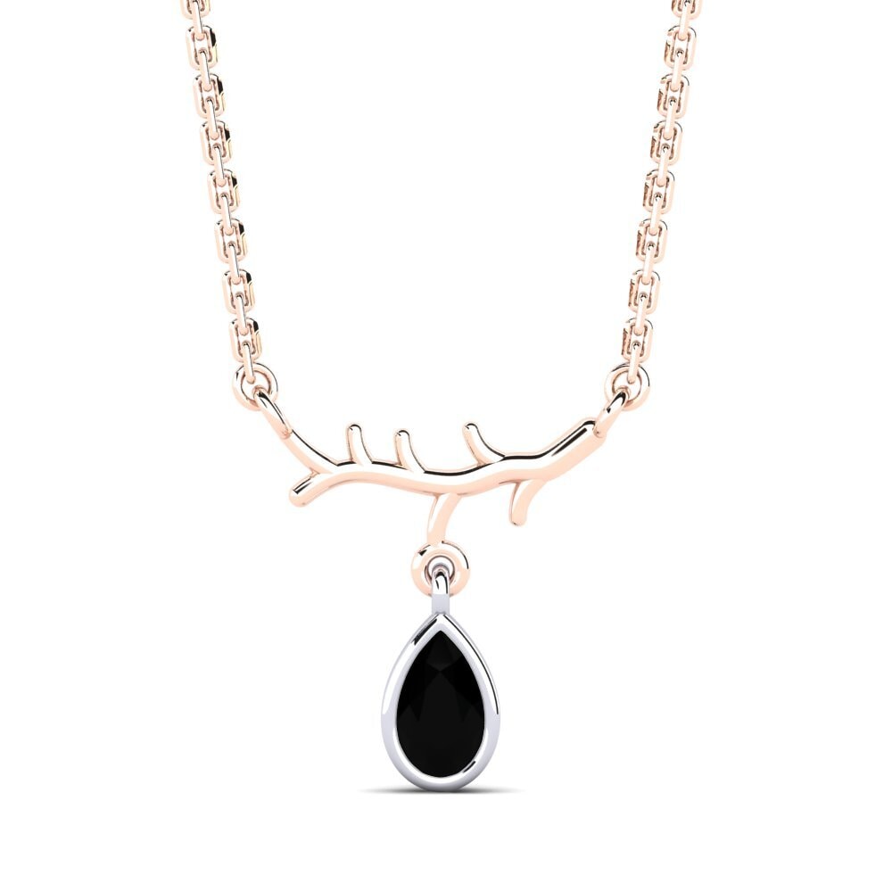 14k Oro Rosa & Blanco Zafiro negro Collar de Mujer Pepelexa