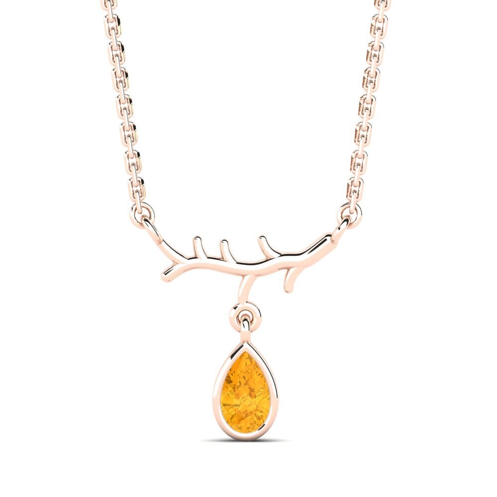 14k Oro Rosa Citrino Collar de Mujer Pepelexa